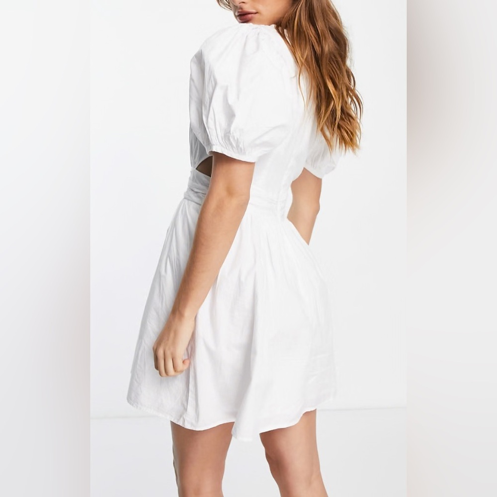 French Connection Rhodes 100% Organic Cotton Wrap Pleated Mini Dress Med 8